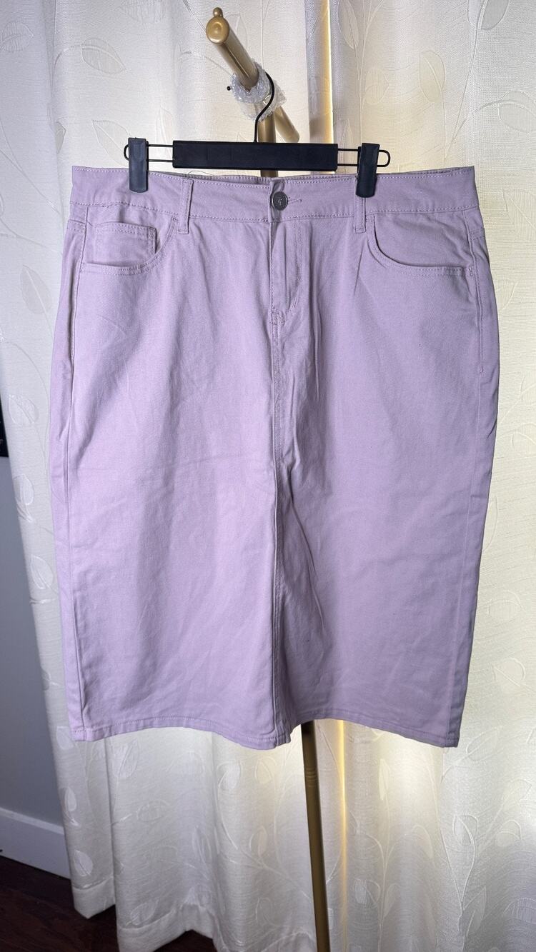 NWT Inherit Remi 5 Pocket Midi Skirt in Lilac, Size 16